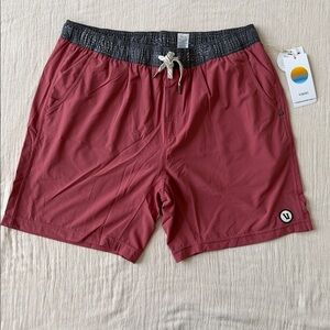 Vuori Men’s Kore Shorts XL Red Athletic Lined Drawstring Performance Shorts NWT